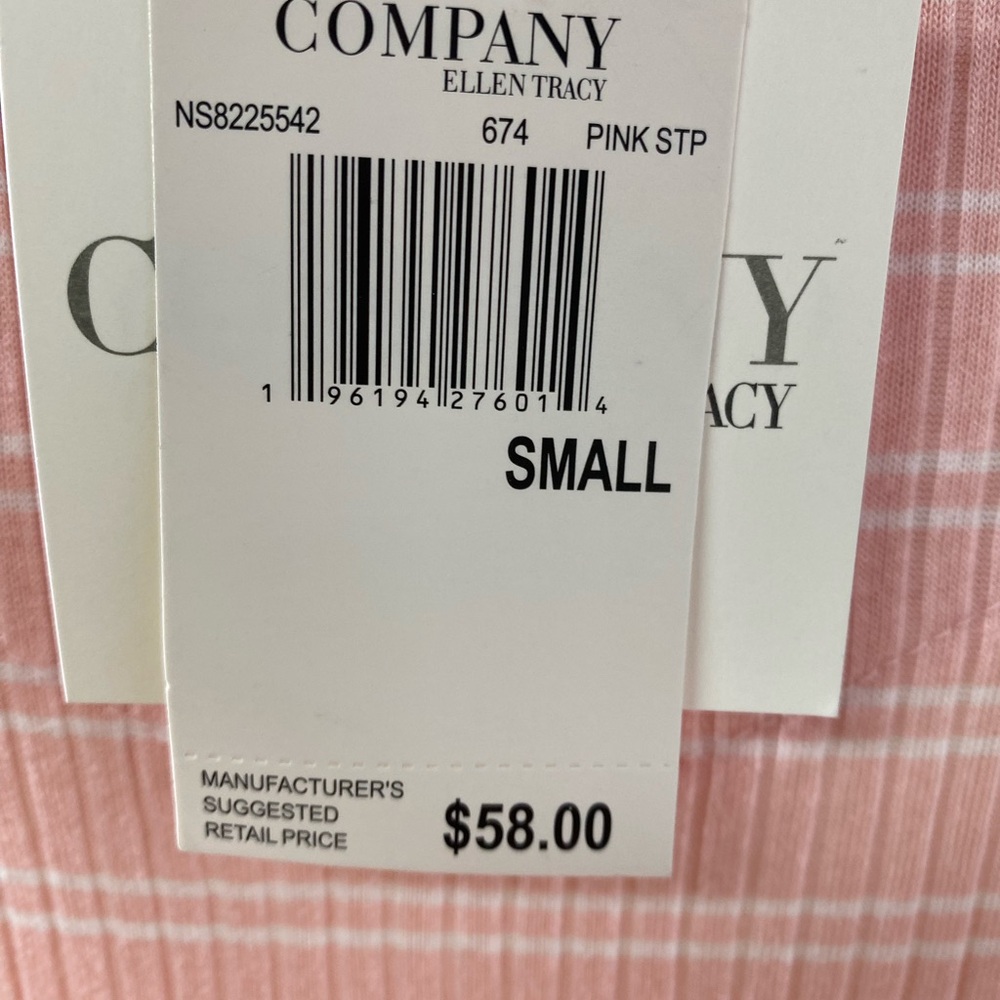 (NWT ellen tracy pink white stripes dress sleeveless size small, size Medium - Picture 6 of 6